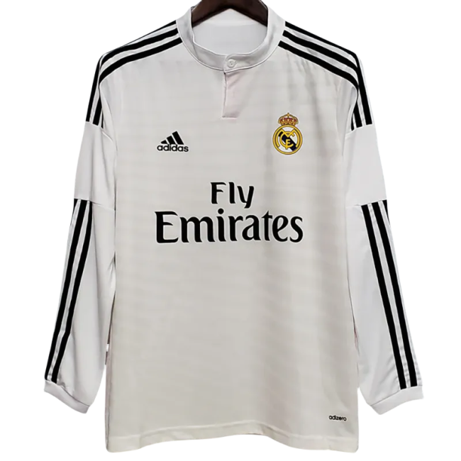 2014-2015 Real Madrid Home Long Sleeve Retro Soccer Jersey