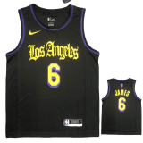 Lakers JAMES #6 Black Top Quality Hot Pressing NBA Jersey
