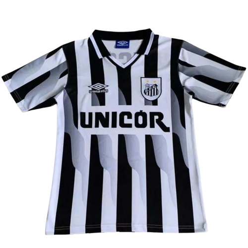 1998-1999 Santos FC White and Black Retro Soccer Jersey