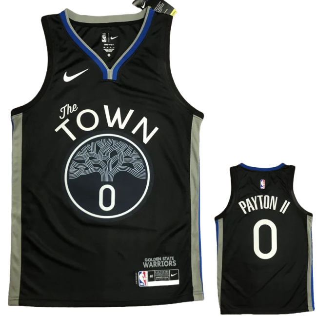 2020 Warriors PAYTON II #0 Black Grey Top Quality Hot Pressing NBA Jersey