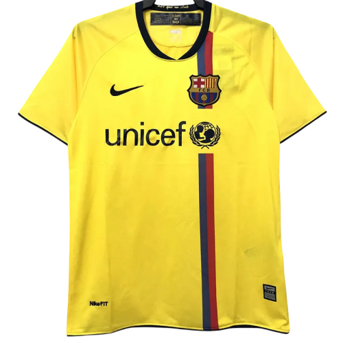 2008-2009 Mens  Barcelona  Yellow Retro Soccer Jersey