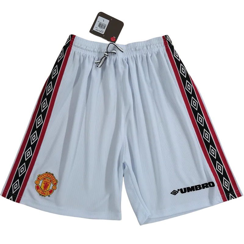 1998-1999 Man Utd White Retro Shorts Pants