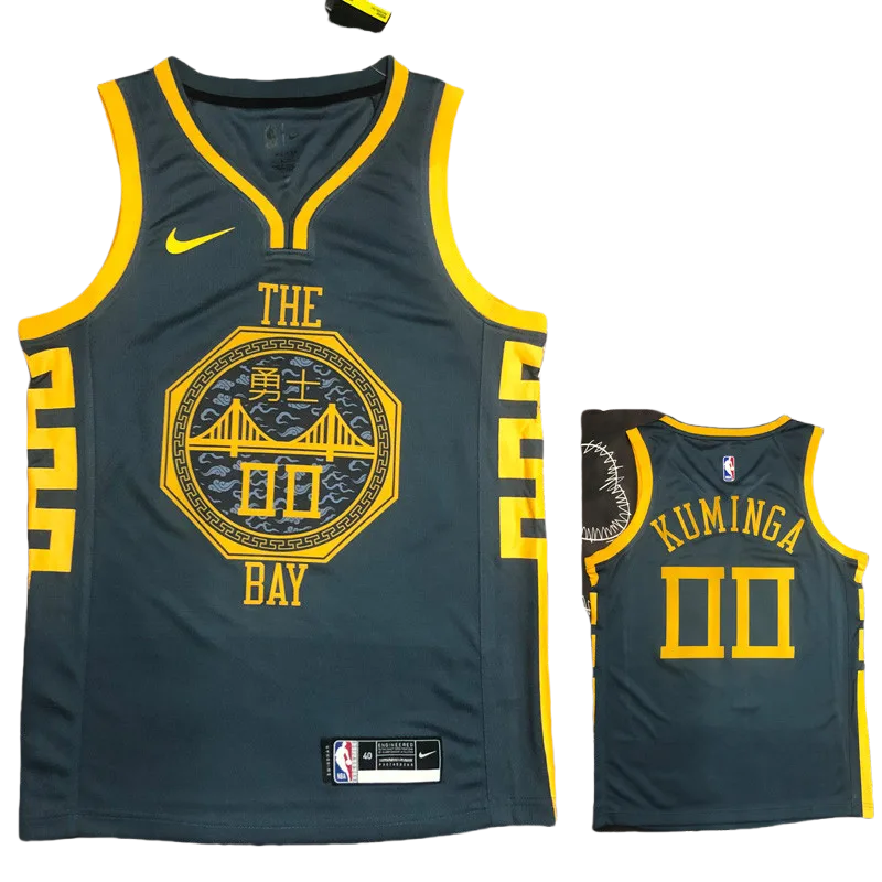 2018 WARRIORS KUMINGA #00 Black Gray Top Quality Hot Pressing NBA Jersey