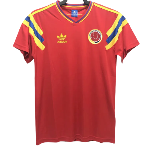 1990 Colombia Away Red Retro Soccer Jersey