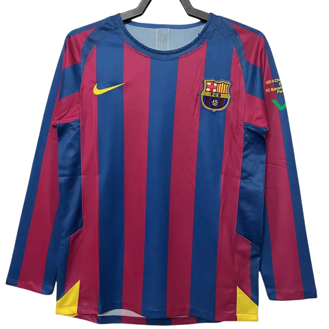 2005-2006 Mens Barcelona Home Retro Long Sleeve Soccer Jersey