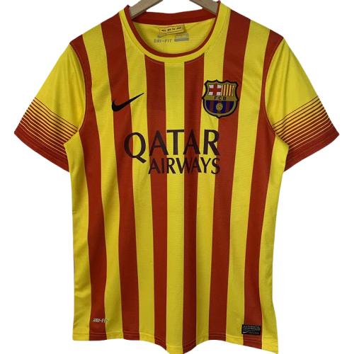 2013-2014 Mens Barcelona Away Yellow Retro Soccer Jersey