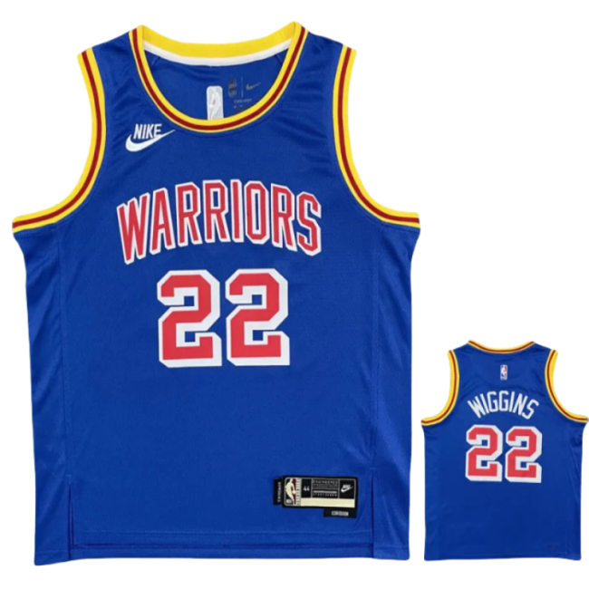 Warriors WIGGINS #22 Blue 75th Anniversary Retro NBA Jersey