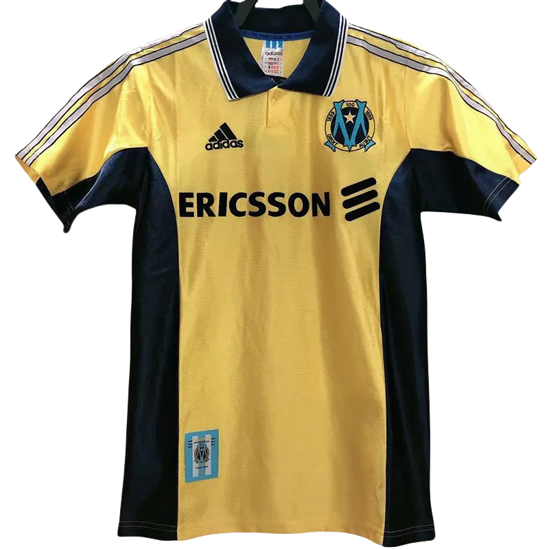 1998-1999 Marseille Away Yellow Retro Soccer Jersey