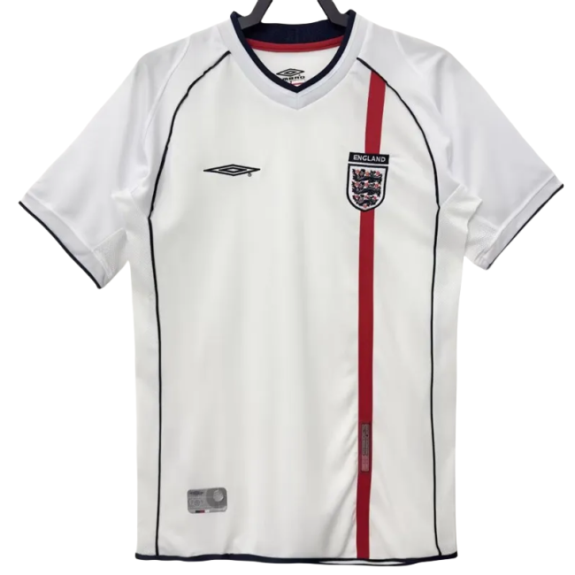 2002 England Home White Retro Soccer Jersey