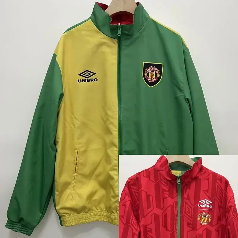 24-25 Man Utd Green Yellow Retro Double Sided Windbreaker