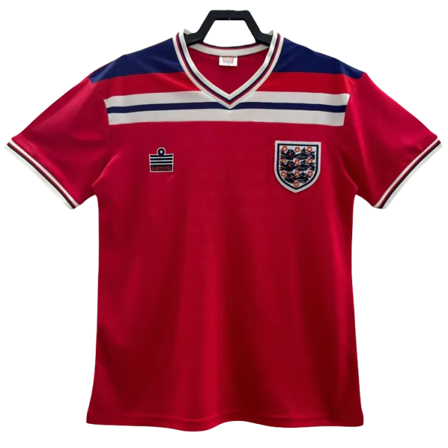 1980-1982 England Away Red Retro Soccer Jersey