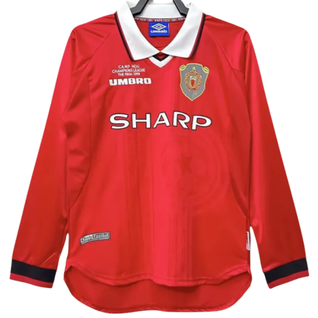 1999-2000 Man Utd Home Long Sleeve Retro Soccer Jersey