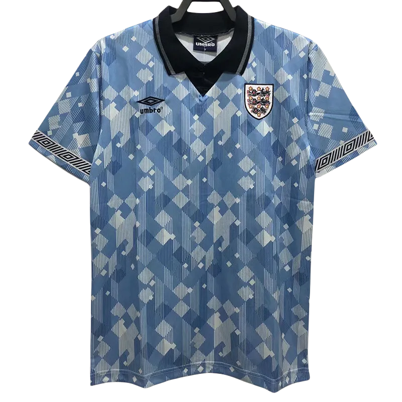 1990 England Away Blue Retro Soccer Jersey