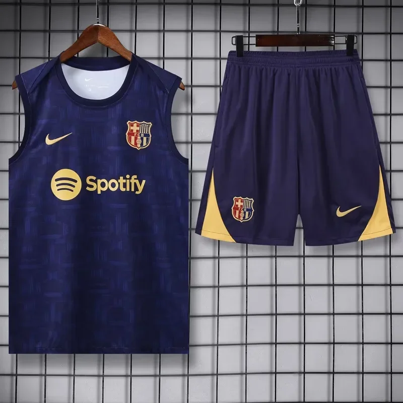 25-26 Mens Barcelona  Royal blue Vest Short traning suit