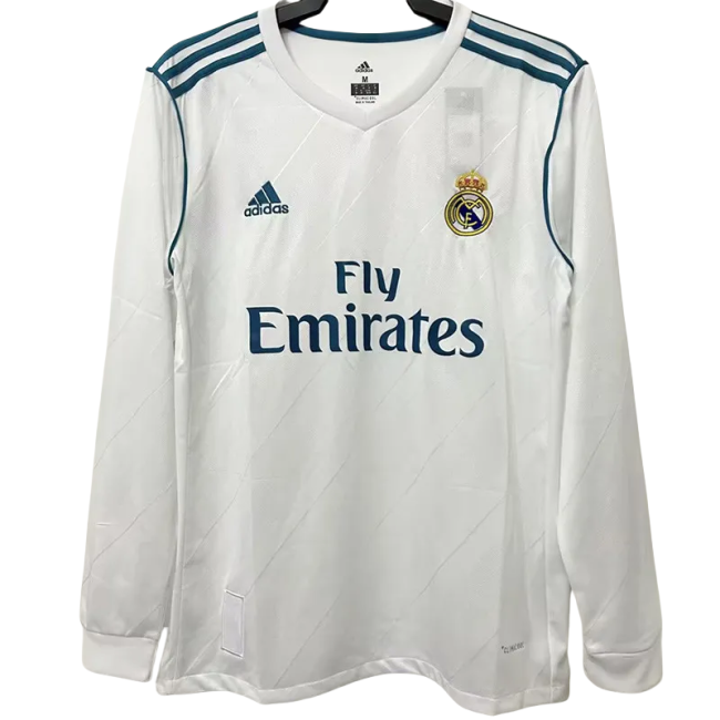 2017-2018  Real Madrid Home Long Sleeve Retro Soccer Jersey