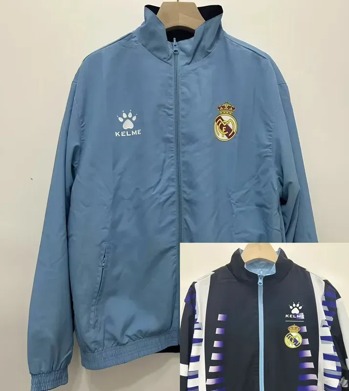 24-25 Mens  Real Madrid  Light blue & Black Retro Double Sided Windbreaker