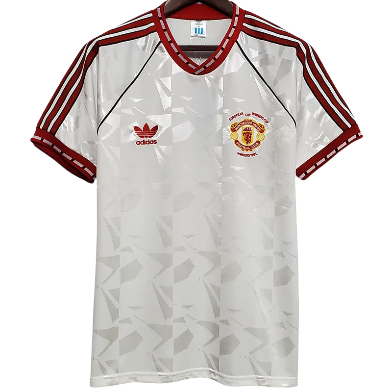 1991-1992 Man Utd Away White Retro Soccer Jersey