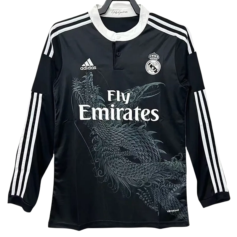 2014-2015  Real Madrid  Away Black Long Sleeve Retro Soccer Jersey