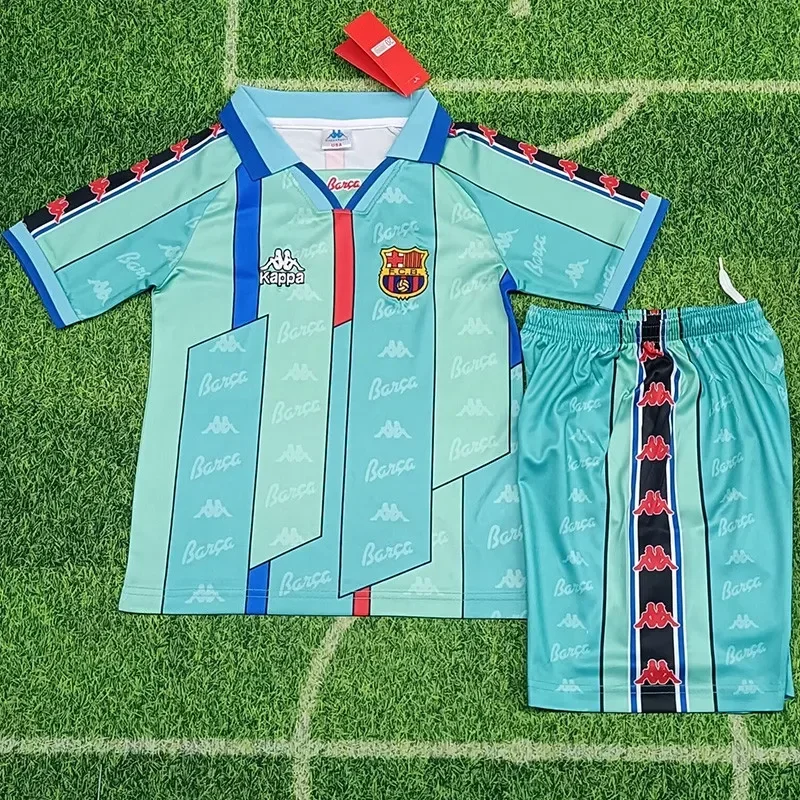 1996-1997 Mens Barcelona  Away Kids Retro Soccer Jersey