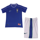 1998 Brazil Away Kids Retro Soccer Jersey
