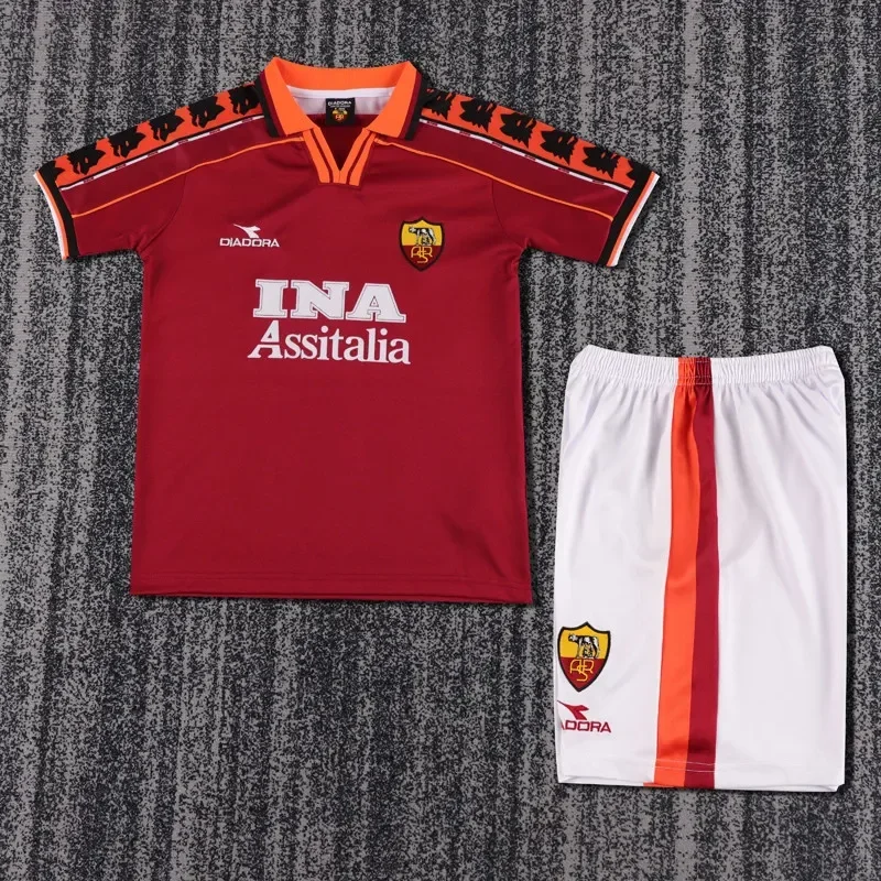 1998-1999 Roma Home Kids Retro Soccer Jersey