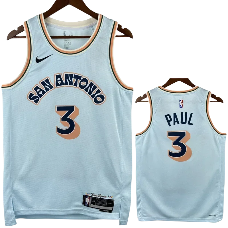 24-25 SA Spurs PAUL #3 Light blue City Edition Top Quality Hot Pressing NBA Jersey