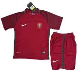2016 Portugal Home Kids Retro Soccer Jersey