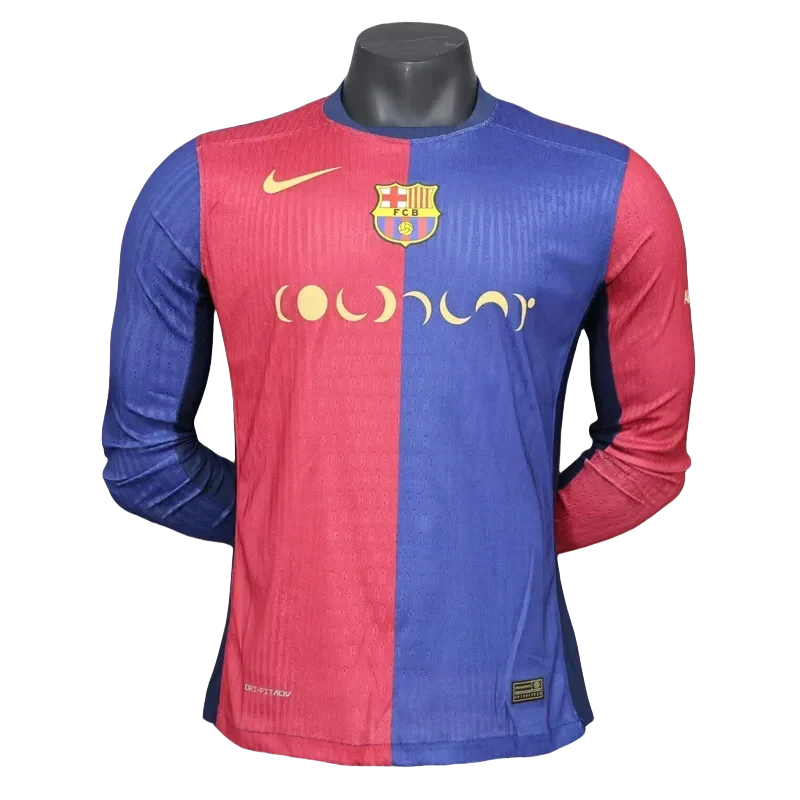 24-25 Mens Barcelona Home Joint Edition Long Sleeve Player Version Soccer Jersey