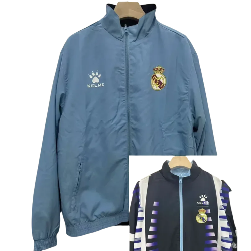 24-25 Mens  Real Madrid  Light blue & Black Retro Double Sided Windbreaker