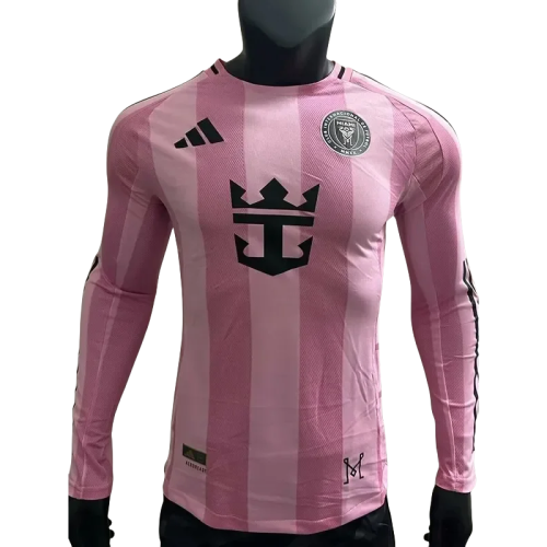 25-26 Inter Miami Home Long Sleeve Player Version  Long Sleeve Soccer Jersey