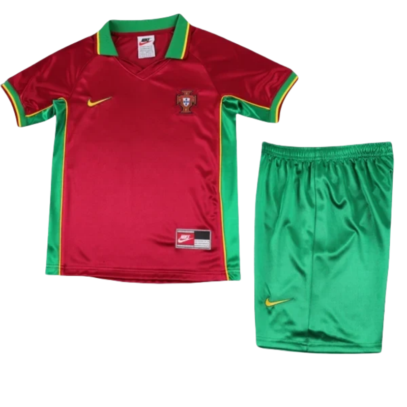 1998 Portugal Home Kids Retro Soccer Jersey