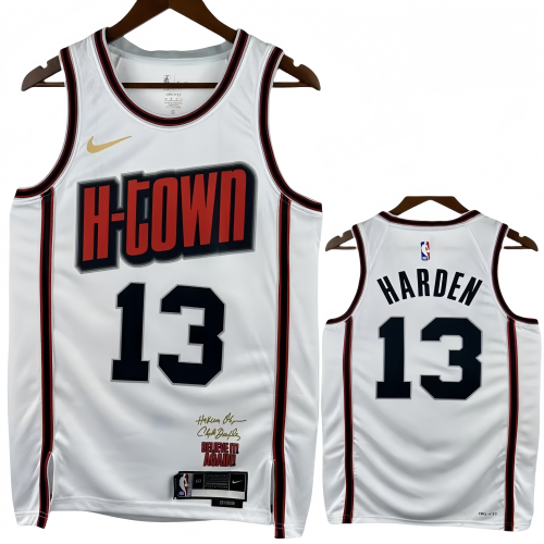 24-25 ROCKETS HARDEN #13 White City Edition Top Quality Hot Pressing NBA Jersey