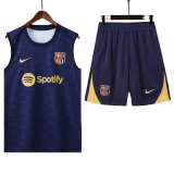 25-26 Mens Barcelona  Royal blue Vest Short traning suit