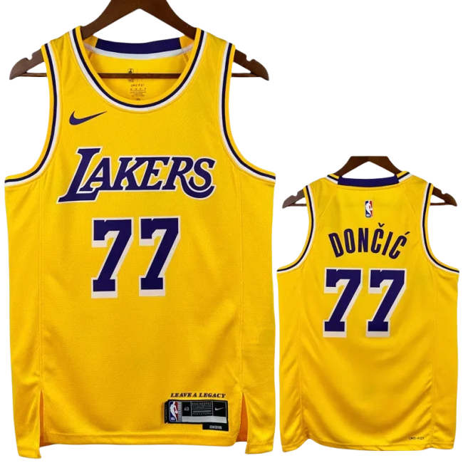 22-23 Lakers DONCIC #77 Yellow Top Quality Hot Pressing NBA Jersey