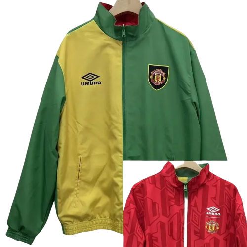 24-25 Man Utd Green Yellow Retro Double Sided Windbreaker
