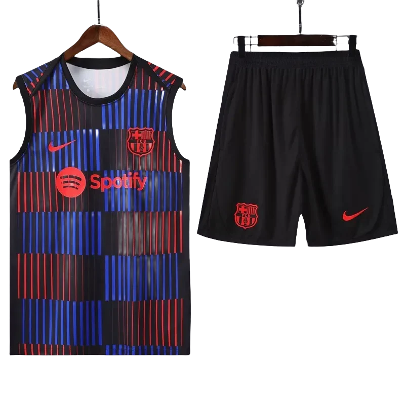 25-26 Mens Barcelona Red blue Vest Short traning suit