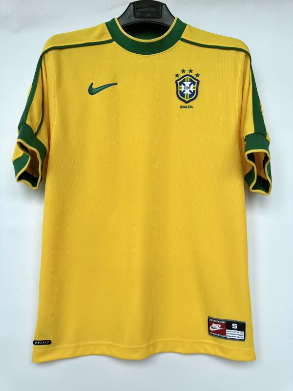 1998 Brazil Home Yellow Retro Soccer Jersey