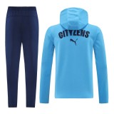 2024/25 Mens Manchester City Hoodie Sweatshirt + Pants Training Suit Sky blue