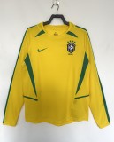 2002 Brazil Home Long Sleeve Retro yellow  Soccer Jersey
