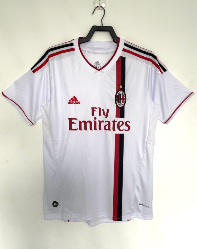 Mens AC Milan Retro White  Away Jersey 2011/12
