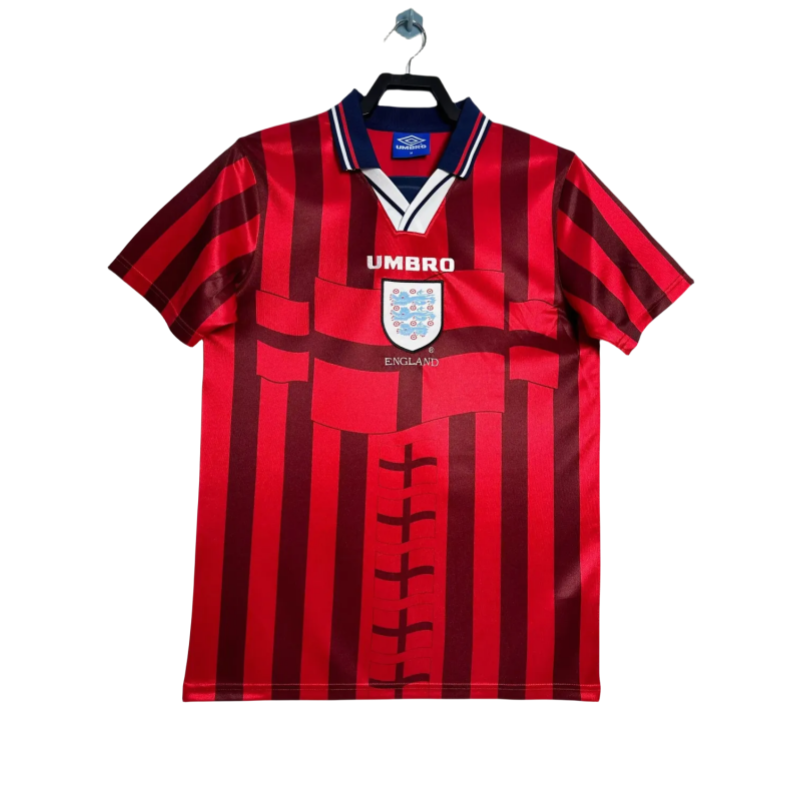 1998 England Away Red Retro Soccer Jersey