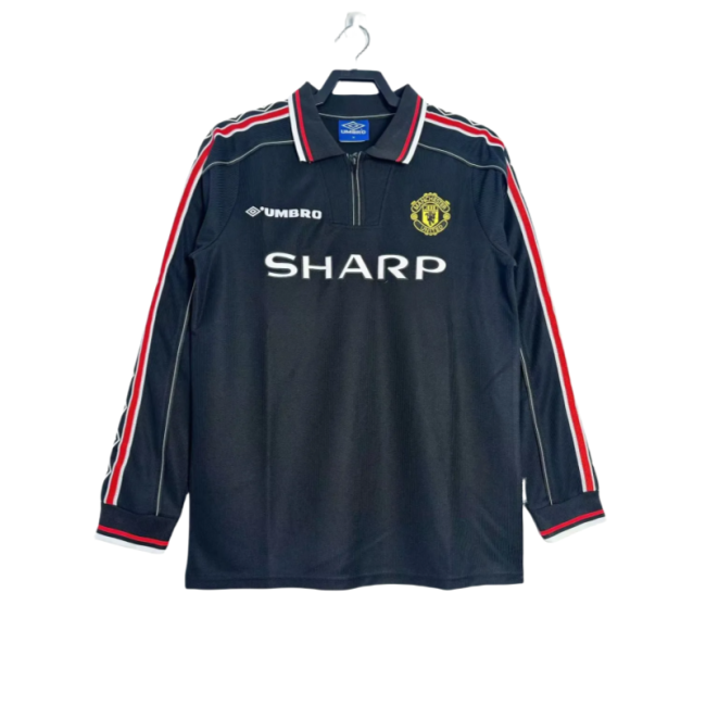 1998  Retro Mens Manchester United  black Long Sleeve Jersey