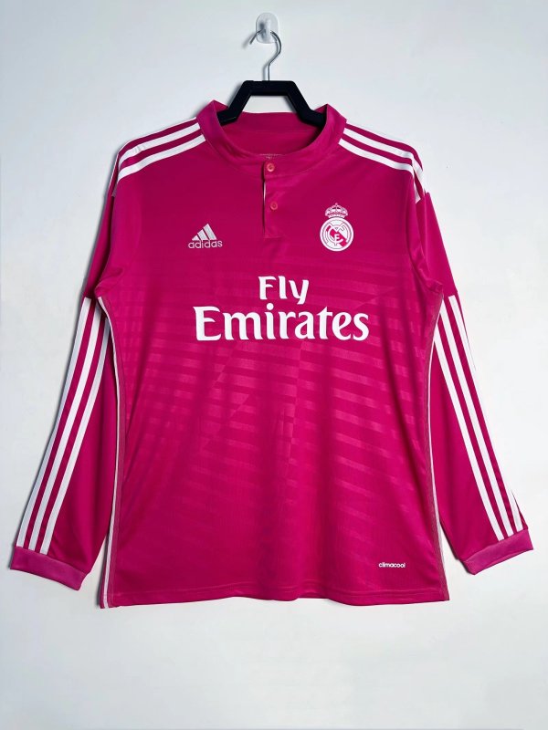 2014-2015  Mens  Real Madrid  Away red Long Sleeve Retro Soccer Jersey