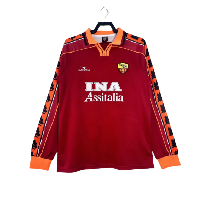 1998-99  Roma Home Retro red Long Sleeve Soccer Jersey
