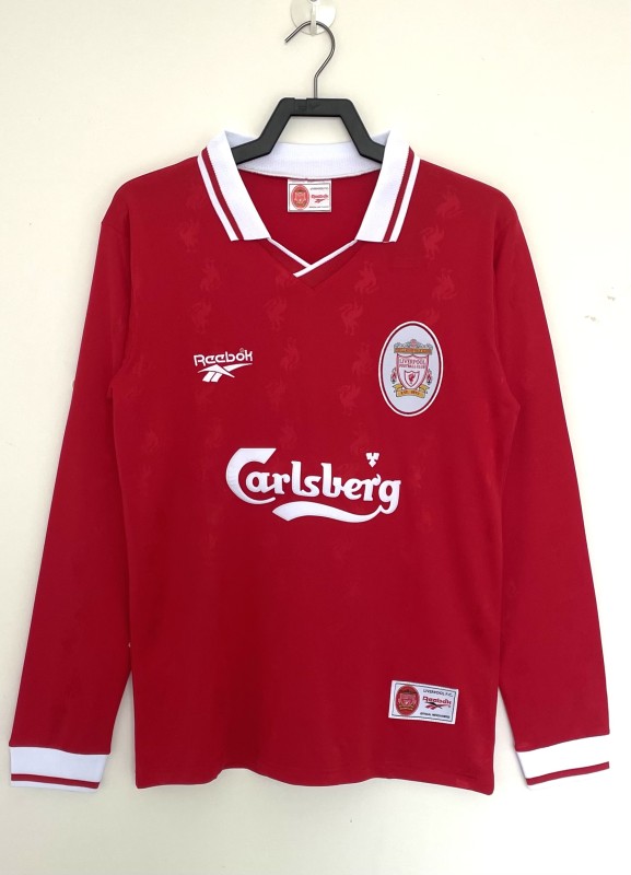 1996-97  Mens LIV Retro home Long sleeve soccer  Jersey