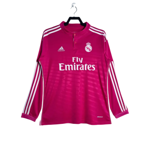 2014-2015  Mens  Real Madrid  Away red Long Sleeve Retro Soccer Jersey