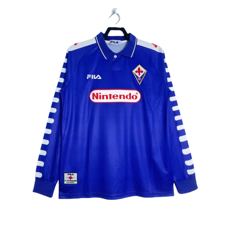 1998-1999 Fiorentina Home Retro green  Long Sleeve Soccer Jersey