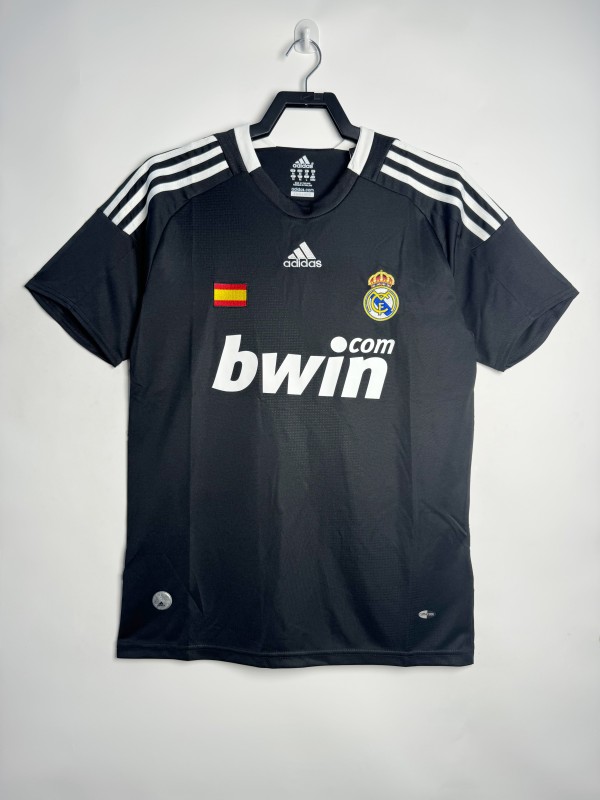 2008-2009 Mens  Real Madrid Away black Retro Soccer Jersey