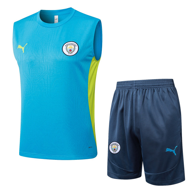 2024/25 Mens Manchester City Vest short Training Suit Lake blue