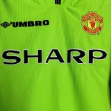 1998-99 Mens Manchester United   Retro green  goalkeeper  Long Sleeve Jersey
